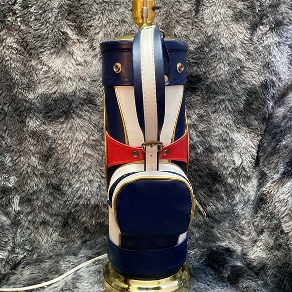 Vintage 1970's Red White Blue Golf Club Bag Table Lamp - Picture 3 of 16